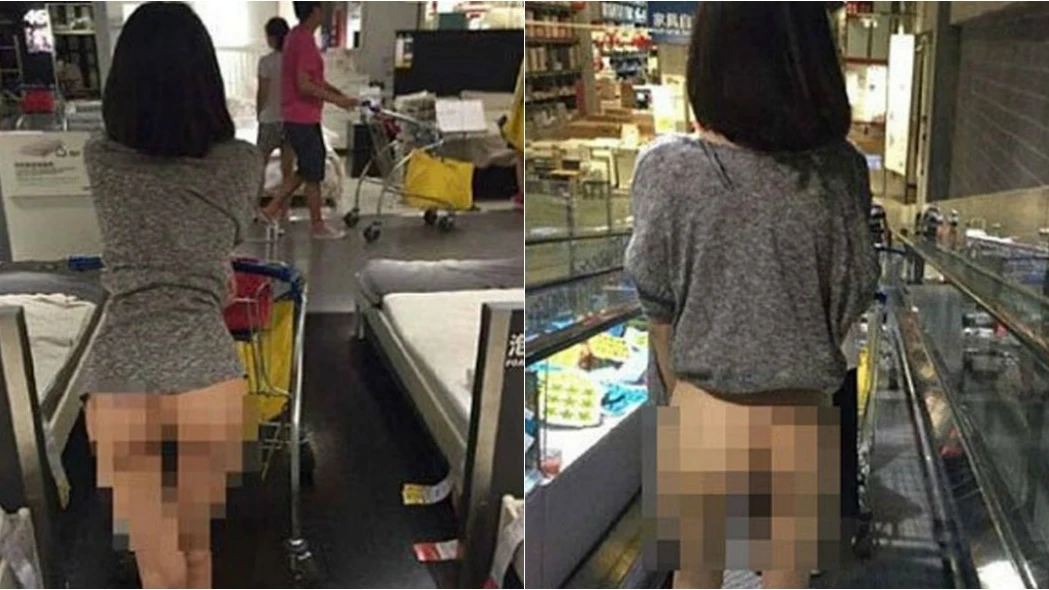 Una mujer compra desnuda en Ikea