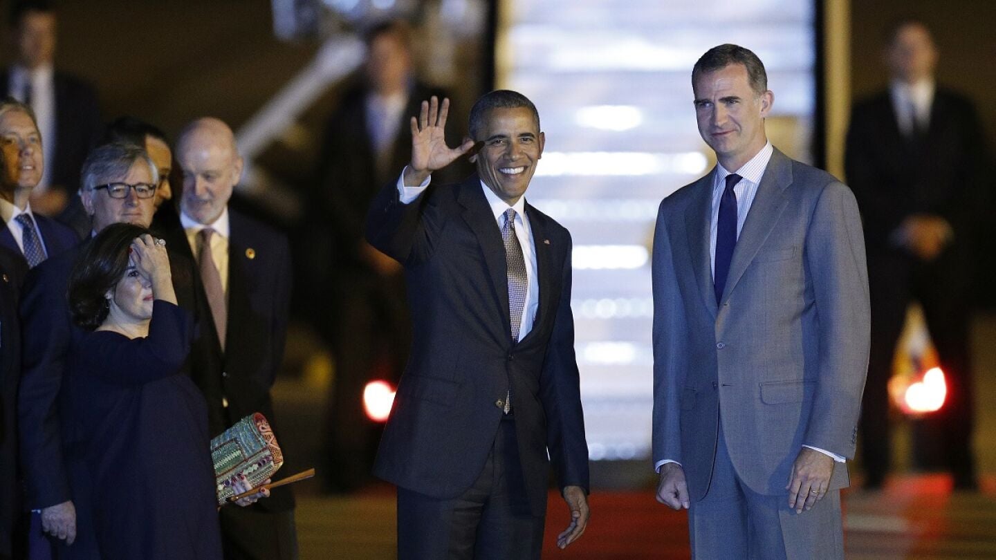 Obama llega a Torrej&oacute;n de Ardoz en su primer viaje oficial a Espa&ntilde;a 