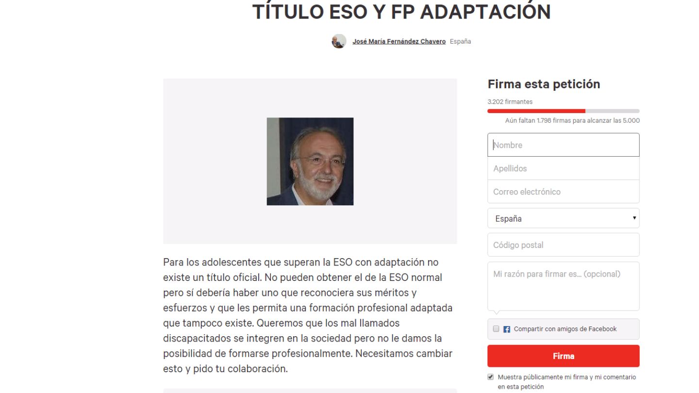 Campa&ntilde;a para reivindicar que los alumnos con diversidad funcional puedan acceder a la FP