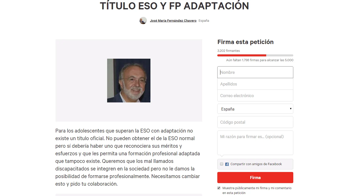 Campaña para reivindicar que los alumnos con diversidad funcional puedan acceder a la FP