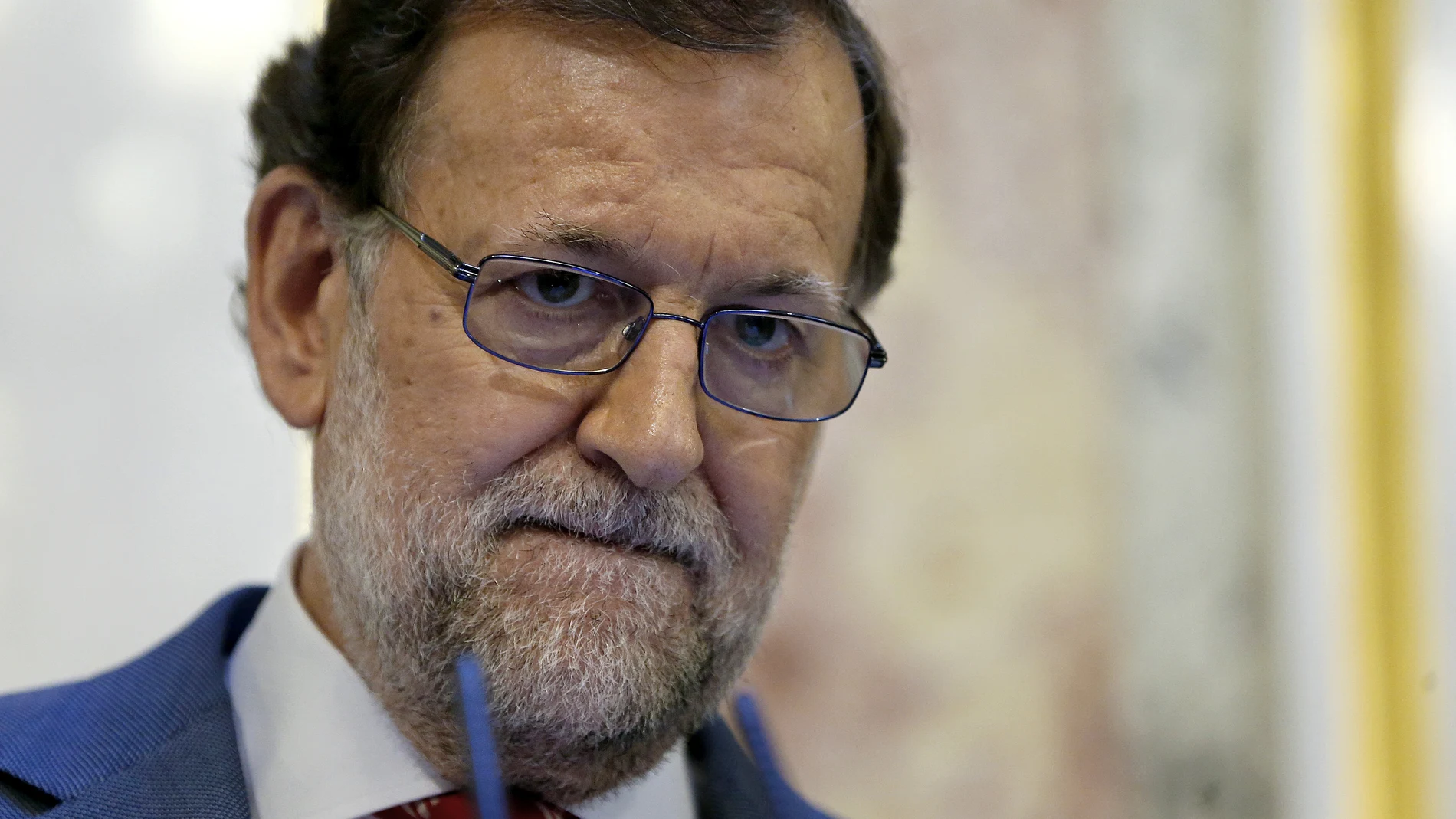 El presidente del Gobierno en funciones, Mariano Rajoy, durante la rueda de prensa ofrecida en el Congreso 