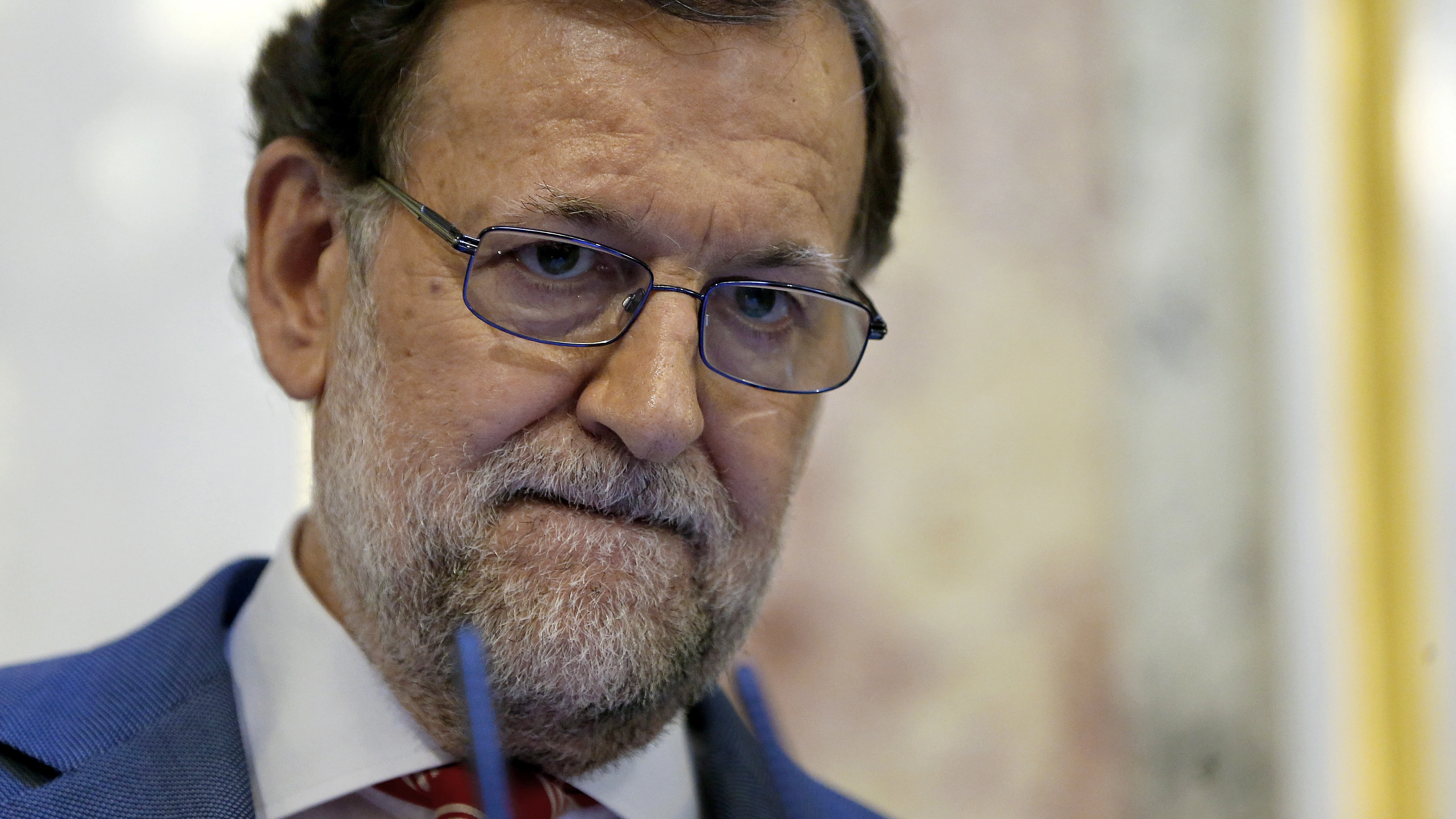 El presidente del Gobierno en funciones, Mariano Rajoy, durante la rueda de prensa ofrecida en el Congreso 