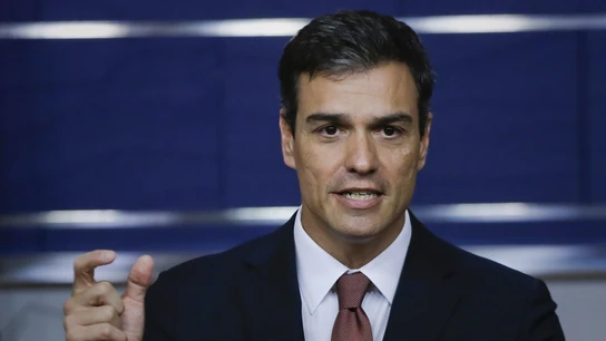 Pedro Sánchez durante la rueda de prensa posterior a la reunión con Rajoy Pedro Sánchez durante la rueda de prensa posterior a la reunión con Rajoy