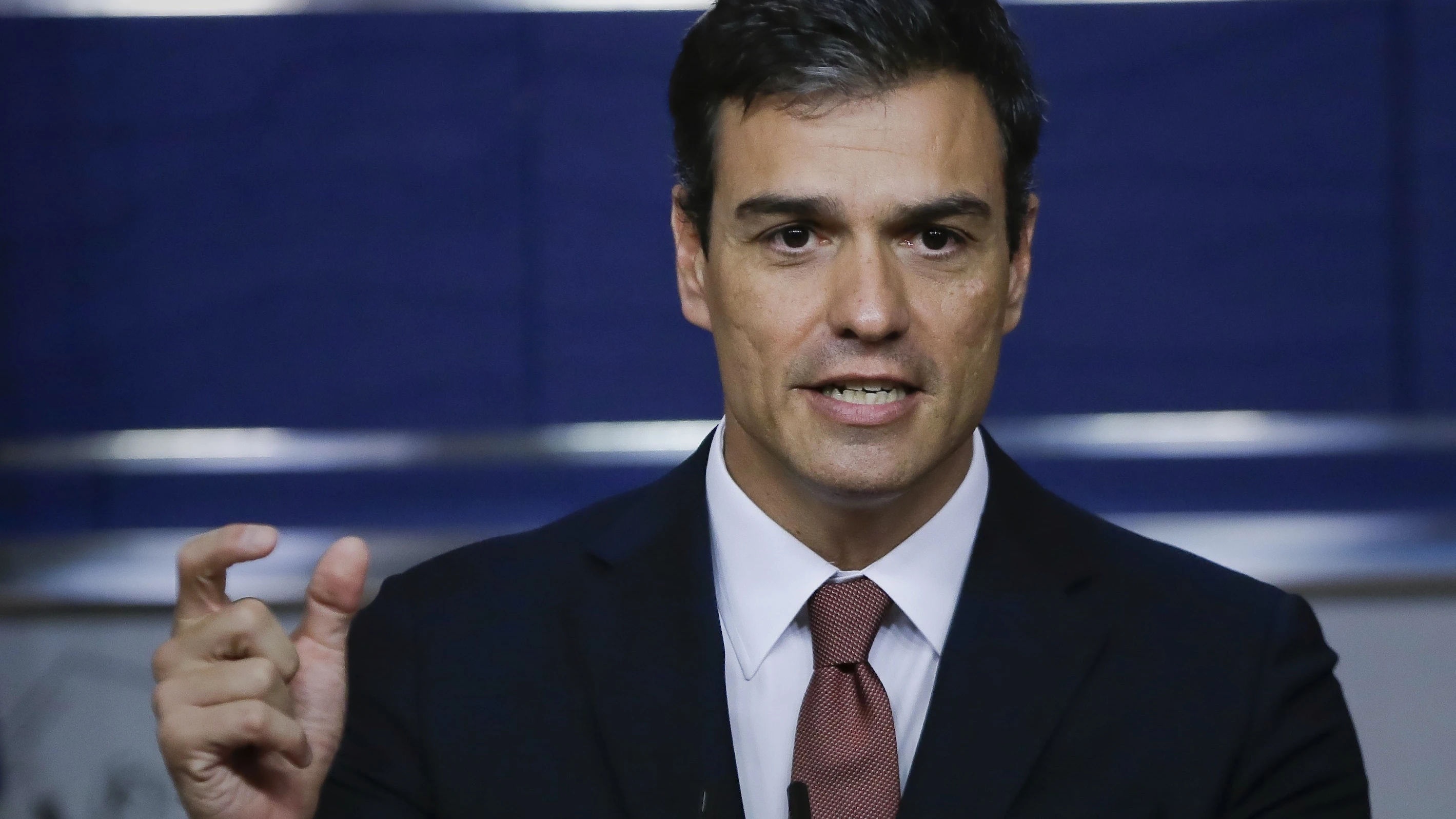  Pedro Sánchez durante la rueda de prensa posterior a la reunión con Rajoy