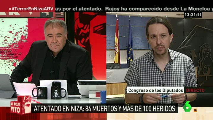 Frame 12.169247 de: Pablo Iglesias: "No caben diferencias entre las fuerzas políticas ante el terrorismo"