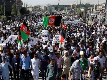 La manifestación ha sido cerca de la universidad de Kabul La manifestación ha sido cerca de la universidad de Kabul