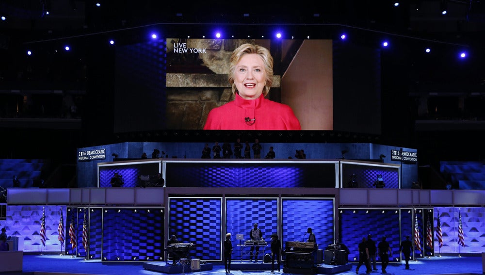 Hillary Clinton en su primera intervención tras la nominación como candidata a la Casa Blanca.