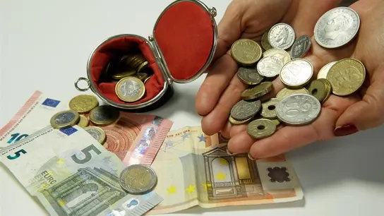 Monedas de euro y de pesetas de diferentes valores Monedas de euro y de pesetas de diferentes valores