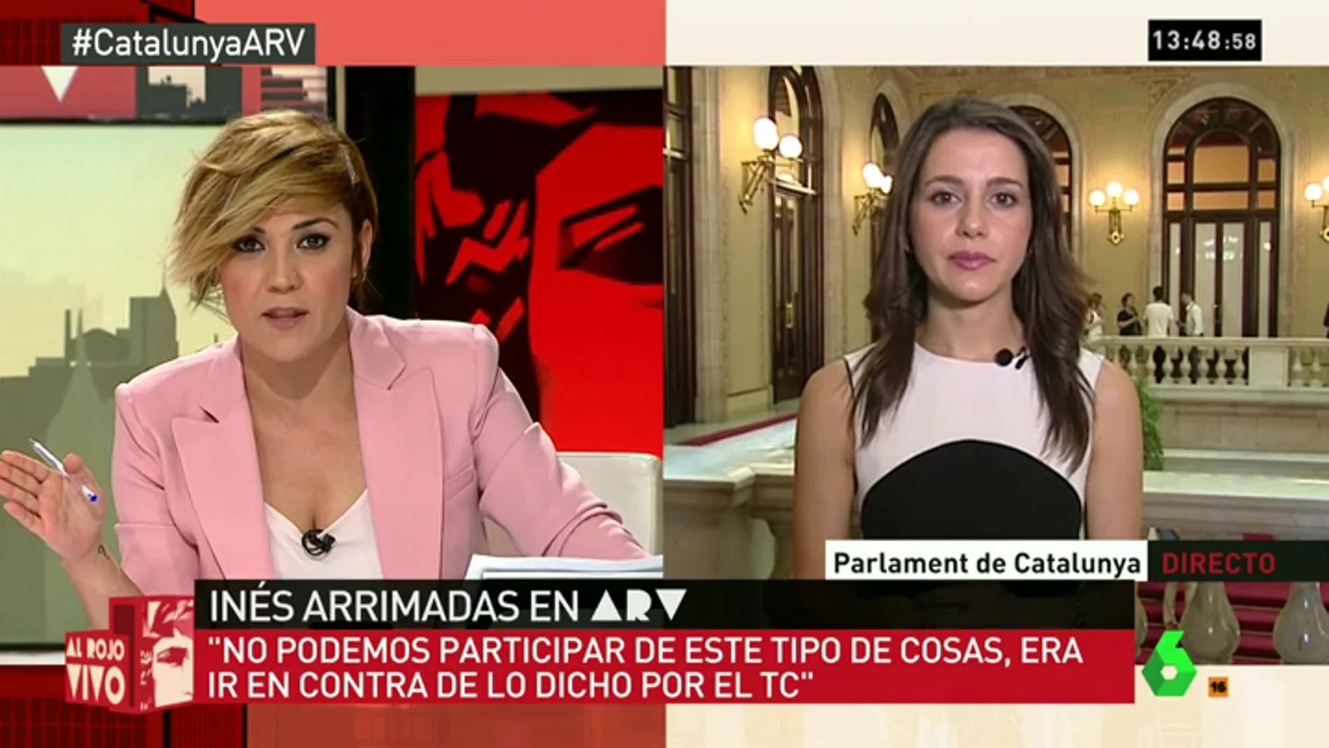 Frame 42.725889 de: Inés Arrimadas, sobre la marcha de C's del Parlament: "No podemos participar en este tipo de cosas, es ir contra el TC"