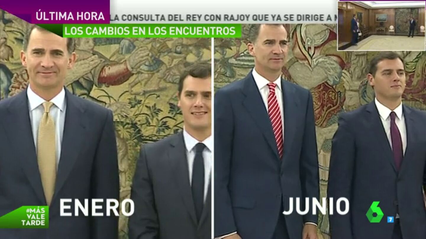 Frame 60.405706 de: La ropa veraniega, el 'dominio' de Rivera, la soledad de Iglesias... las diferencias entre las rondas con el rey