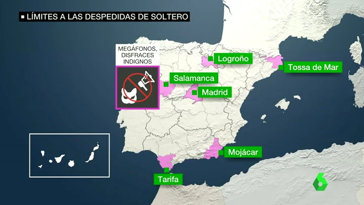 Frame 69.000119 de: El veto a las despedidas de soltero se extiende por España: el mapa de los municipios que las prohíben