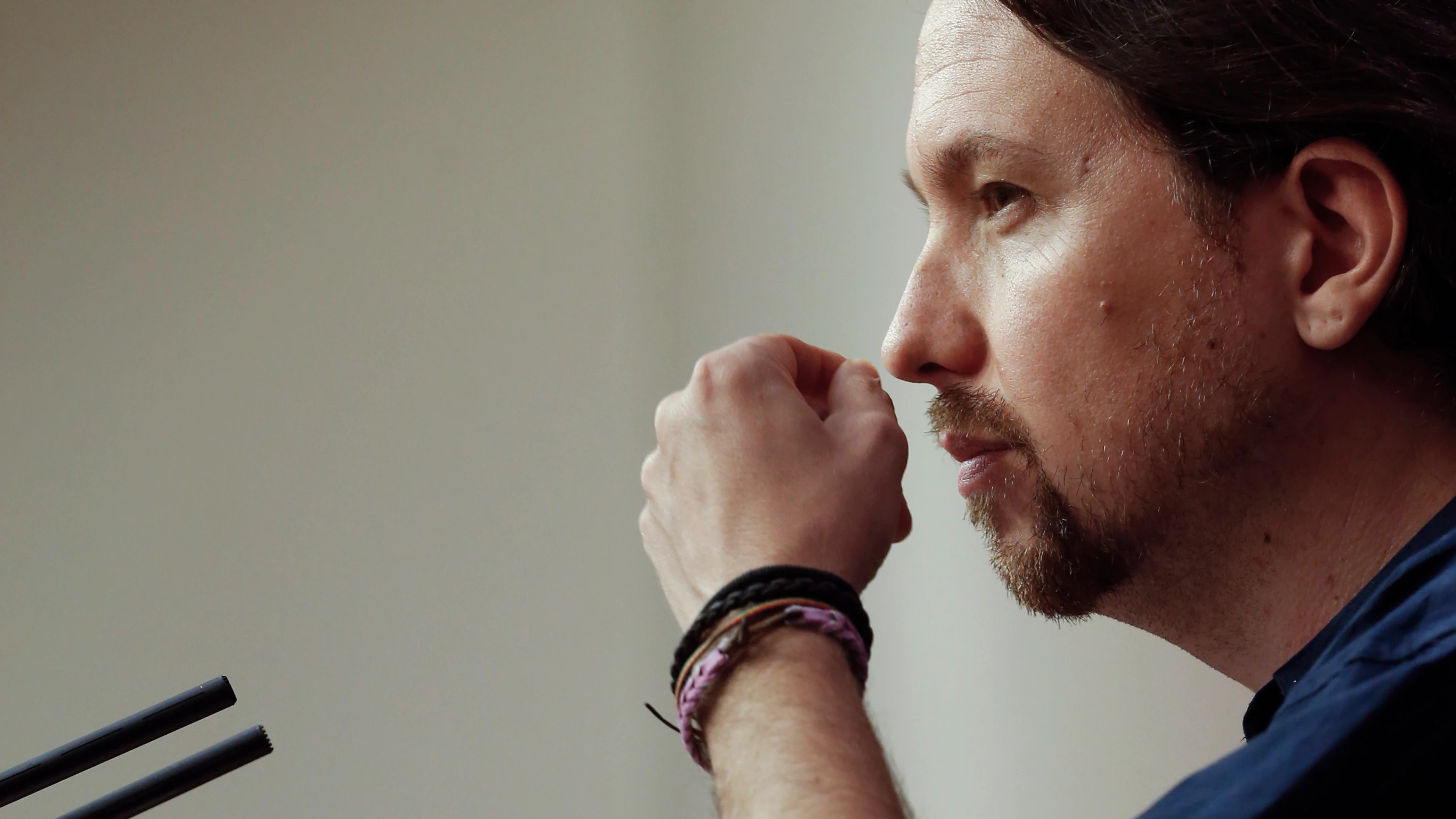 El secretario general de Podemos, Pablo Iglesias, durante una rueda de prensa El secretario general de Podemos, Pablo Iglesias, durante una rueda de prensa