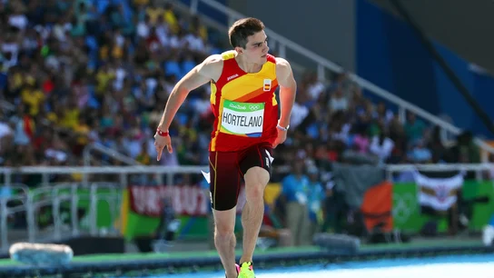 Bruno Hortelano, durante su serie de los 200 metros lisos Bruno Hortelano, durante su serie de los 200 metros lisos