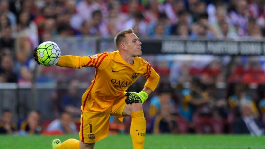 Ter Stegen, en un partido con el Bar&ccedil;a