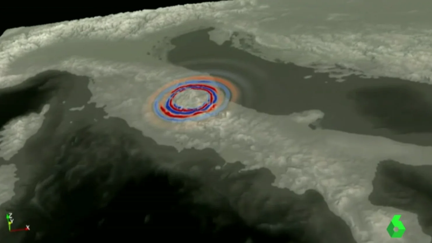 Imagen en 3D del terremoto en Italia Imagen en 3D del terremoto en Italia
