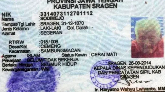 Documento de identidad de Mbah Gotho Documento de identidad de Mbah Gotho