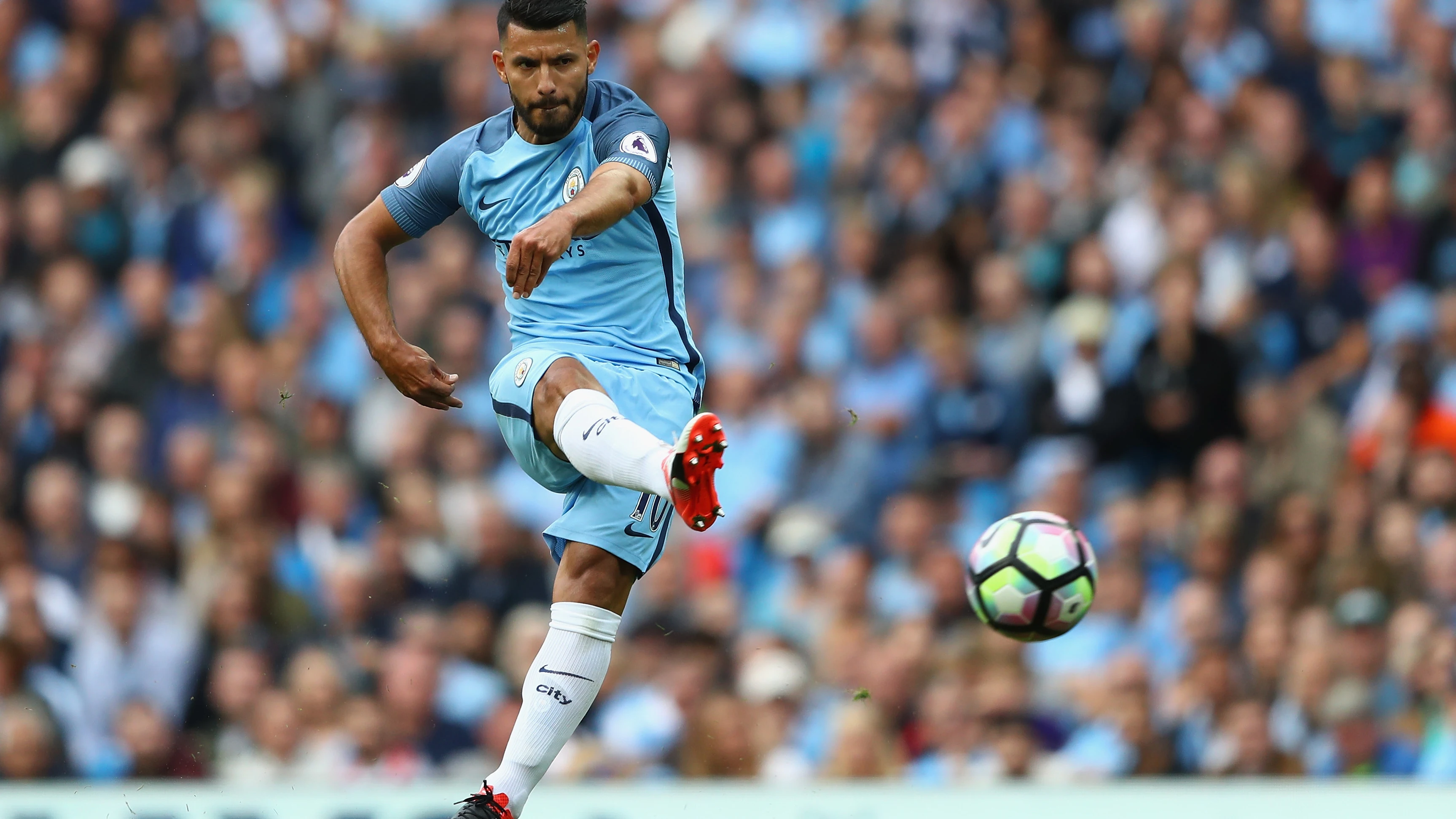 'Kun' Agüero, en el partido de la Premier entre Manchester City y Sunderland