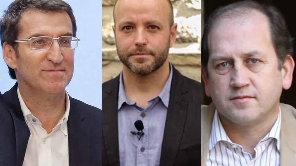 Alberto N&uacute;&ntilde;ez Feij&oacute;o (PPdeG), Luis Villares (En Marea) y Xoaqu&iacute;n Fern&aacute;ndez Leiceaga (PSdeG)