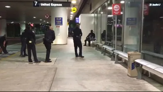 Varios agentes rodean a un individuo disfrazado de 'El Zorro' en el aeropuerto de Los Ángeles Varios agentes rodean a un individuo disfrazado de 'El Zorro' en el aeropuerto de Los Ángeles