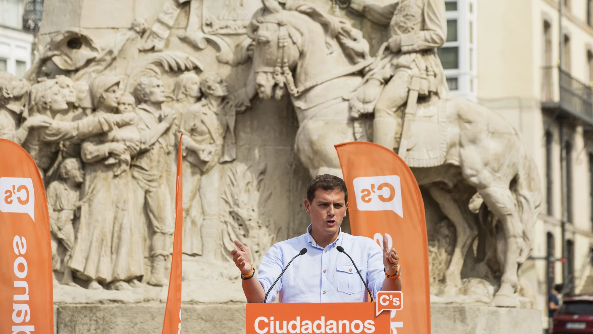 El presidente de Ciudadanos, Albert Rivera,durante el acto político celebrado en Vitoria