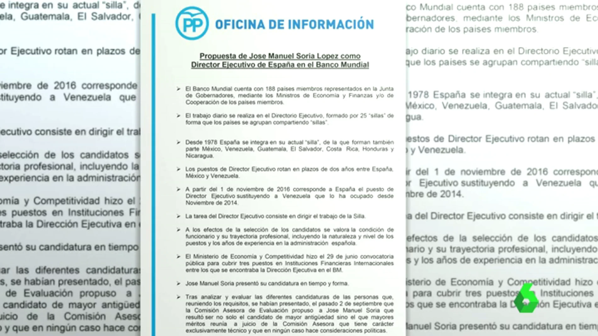 Frame 46.438726 de: laSexta Noticias accede al argumentario que ha distribuido el PP para defender el nombramiento del exministro Soria