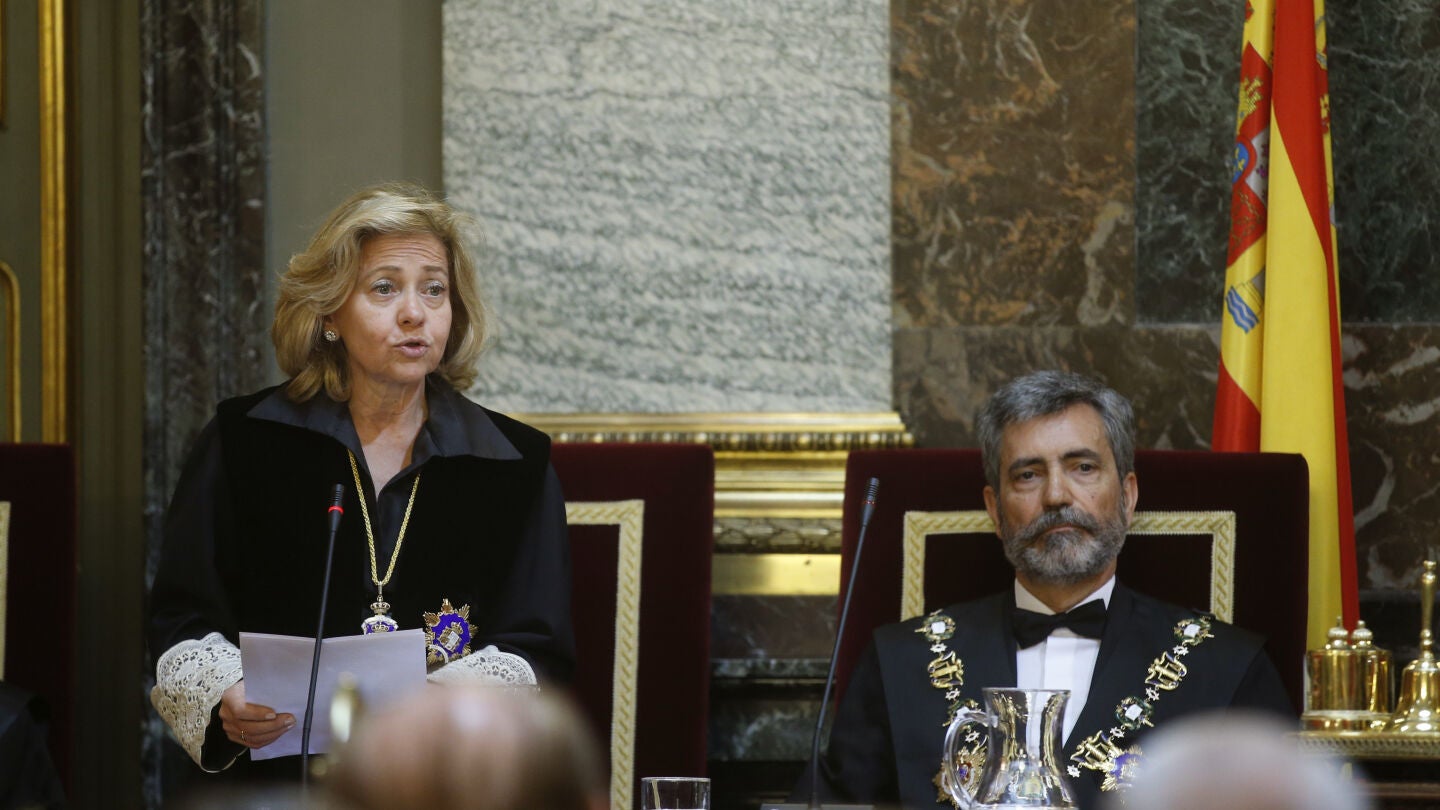 La fiscal general del Estado, Consuelo Madrigal durante su intervenci&oacute;n.