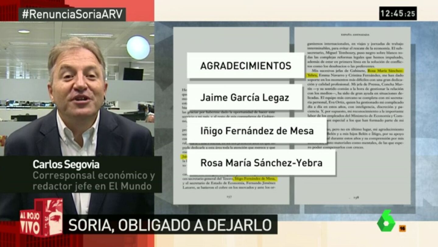 Soria y miembros de la comisi&oacute;n evaluadora, protagonistas en los agradecimientos del libro de De Guindos