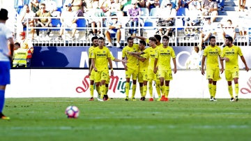 El Villarreal celebra un gol ante el Málaga