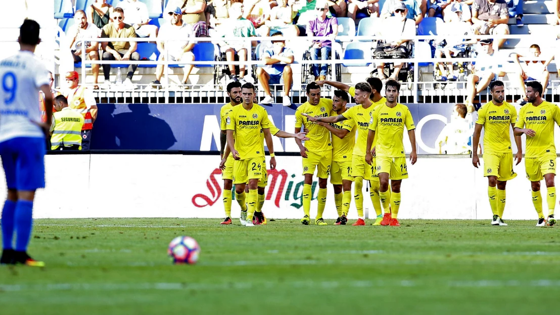 El Villarreal celebra un gol ante el Málaga