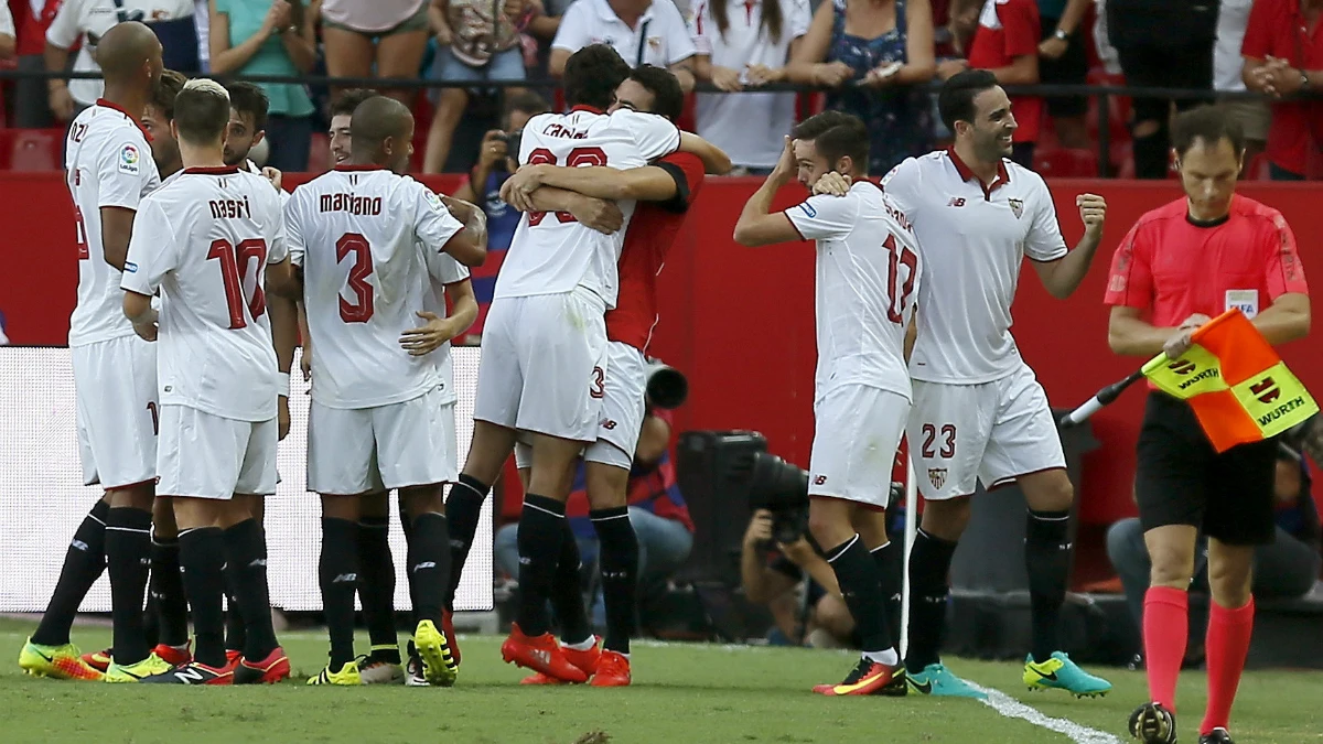 El Sevilla celebra un gol El Sevilla celebra un gol