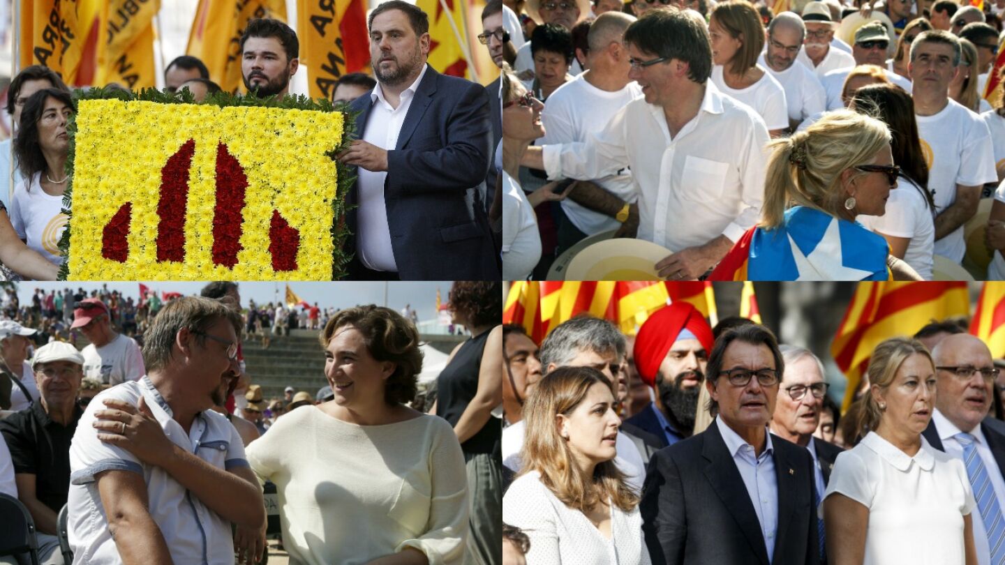 Montaje representantes pol&iacute;ticos en la Diada