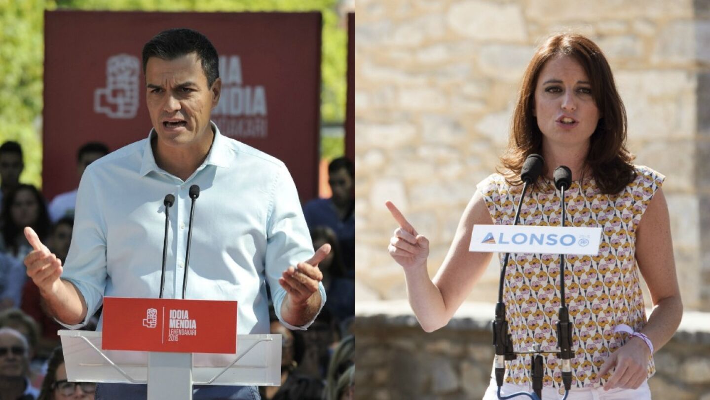 Pedro S&aacute;nchez y Andrea Levy