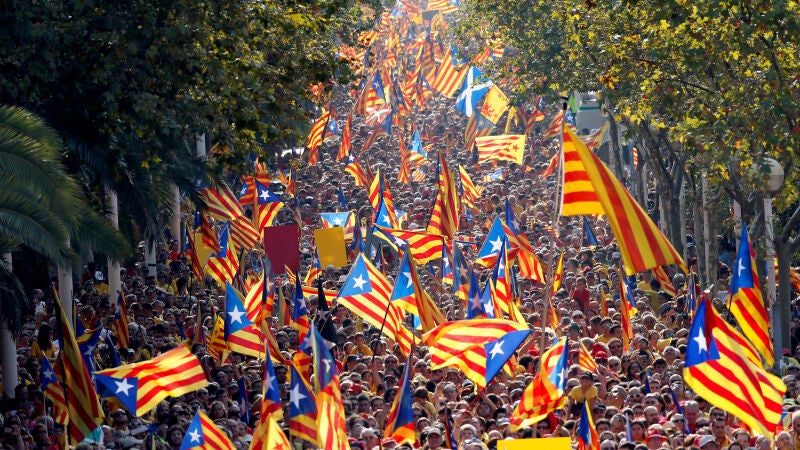 Manifestación independentista en la Diada de Cataluña.