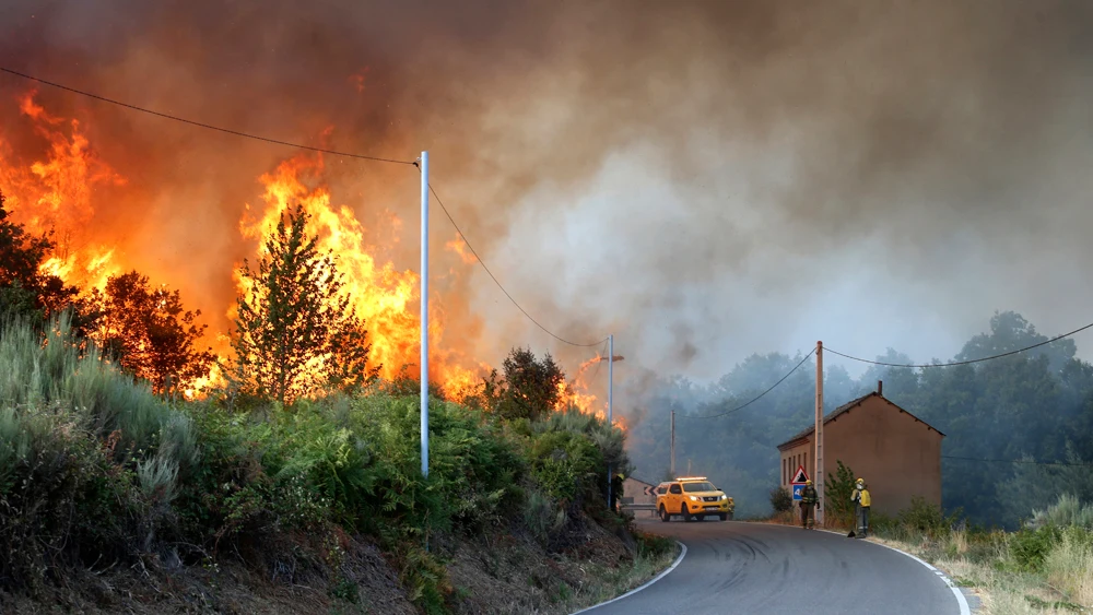 Incendio forestal en la comarca de El Bierzo