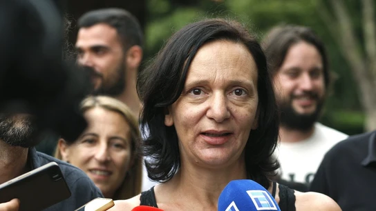 Carolina Bescansa hace declaraciones a los periodistas Carolina Bescansa hace declaraciones a los periodistas
