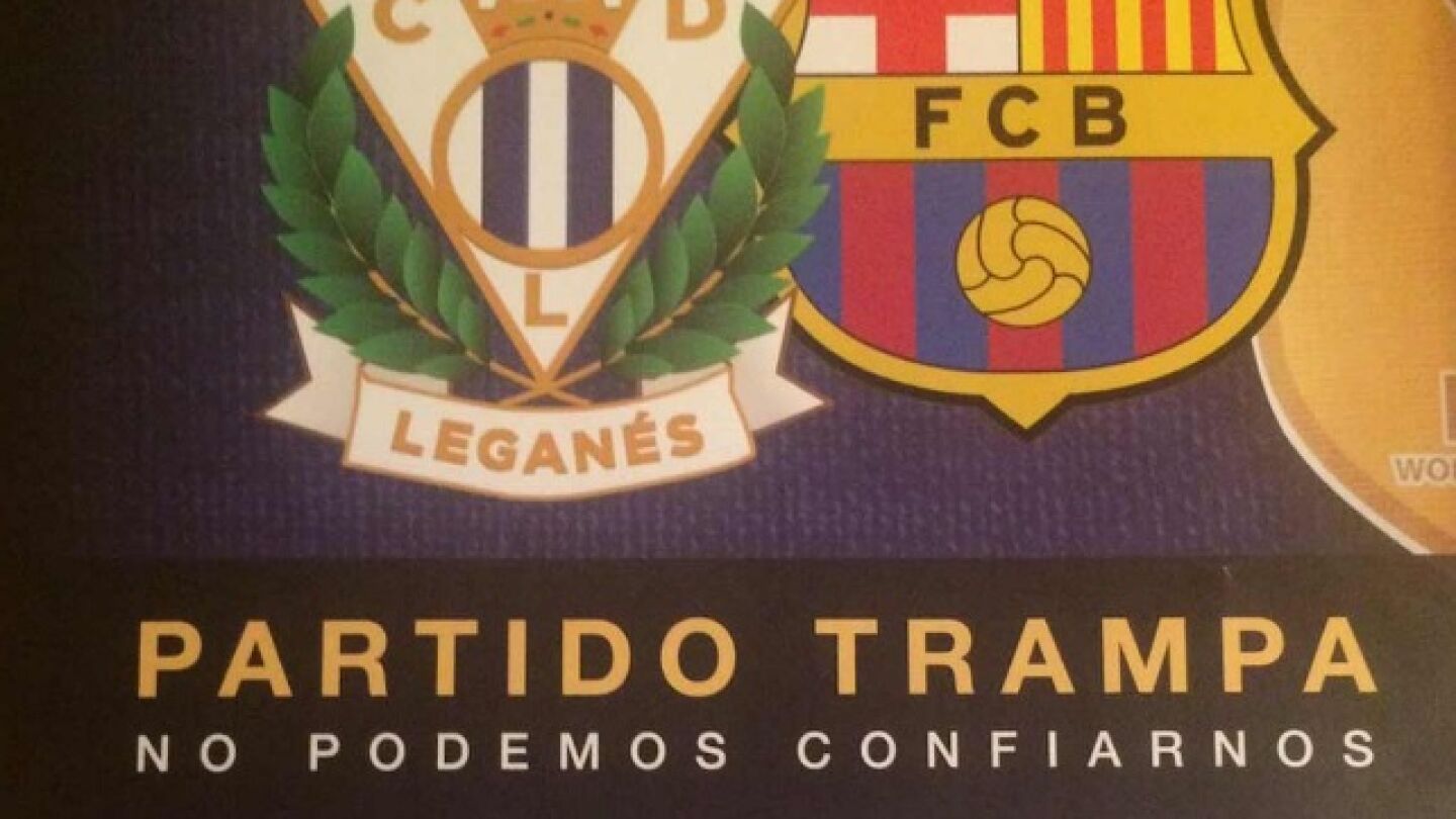El ingenioso cartel del Legan&eacute;s-Bar&ccedil;a.