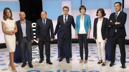 Los candidatos a presidir la Xunta antes del debate celebrado en Televisi&oacute;n de Galicia