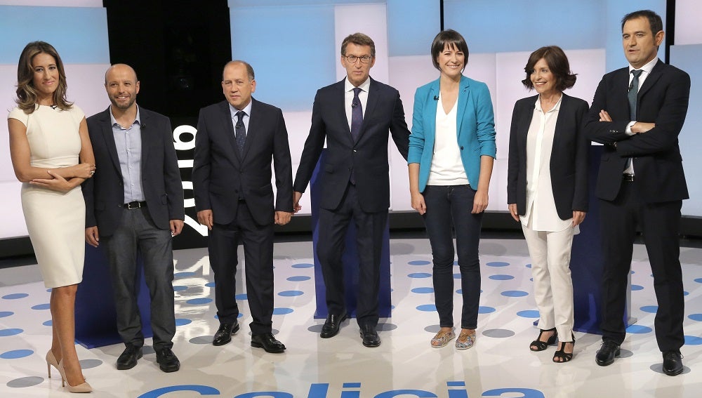 Los candidatos a presidir la Xunta antes del debate celebrado en Televisión de Galicia