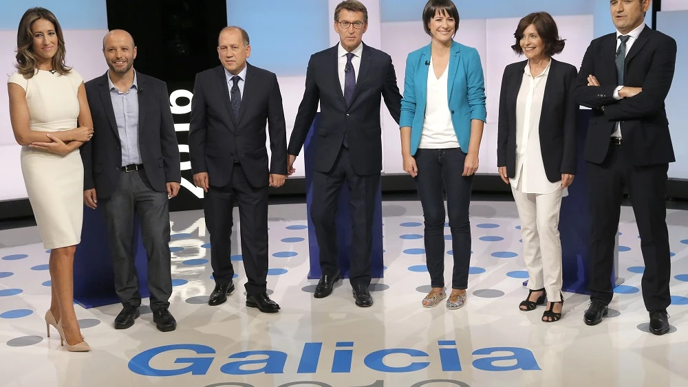 Los candidatos a presidir la Xunta antes del debate celebrado en Televisión de Galicia