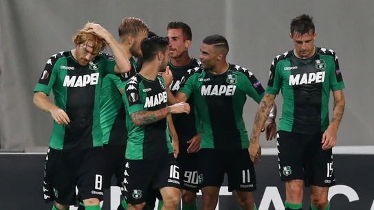 Los jugadores del Sassuolo celebran un gol ante el Athletic Los jugadores del Sassuolo celebran un gol ante el Athletic