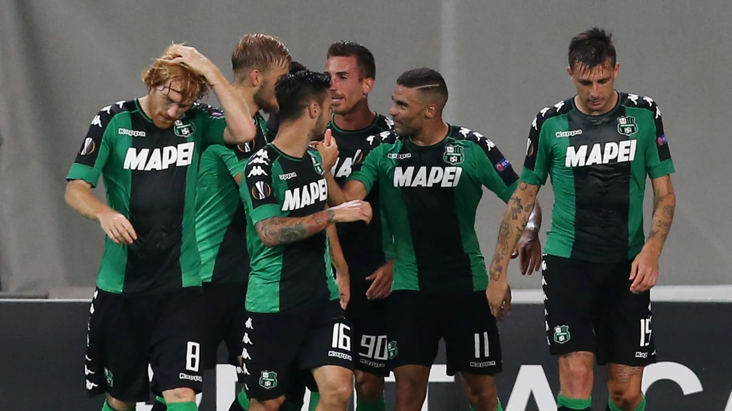Los jugadores del Sassuolo celebran un gol ante el Athletic Los jugadores del Sassuolo celebran un gol ante el Athletic