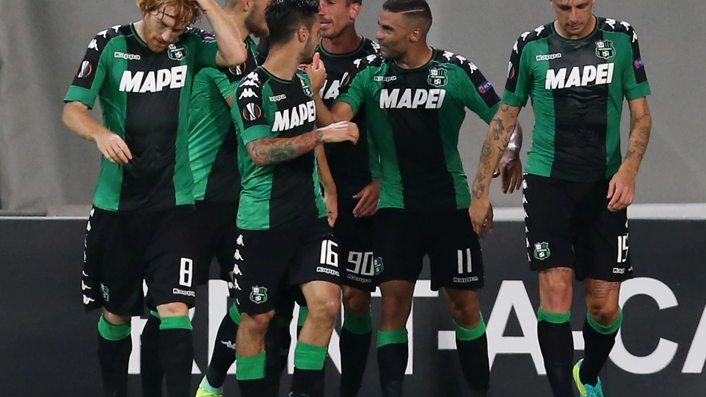 Los jugadores del Sassuolo celebran un gol ante el Athletic