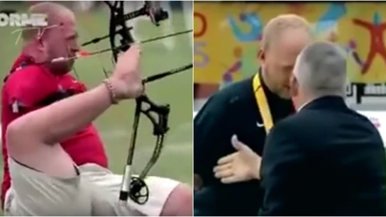 Intenta dar la mano a un atleta sin brazos Intenta dar la mano a un atleta sin brazos