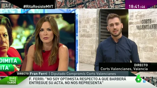 Fran Ferri, de Compromís: "Rita Barberá no renuncia al Senado porque no se quiere pasar el día en los juzgados" Fran Ferri, de Compromís: "Rita Barberá no renuncia al Senado porque no se quiere pasar el día en los juzgados"