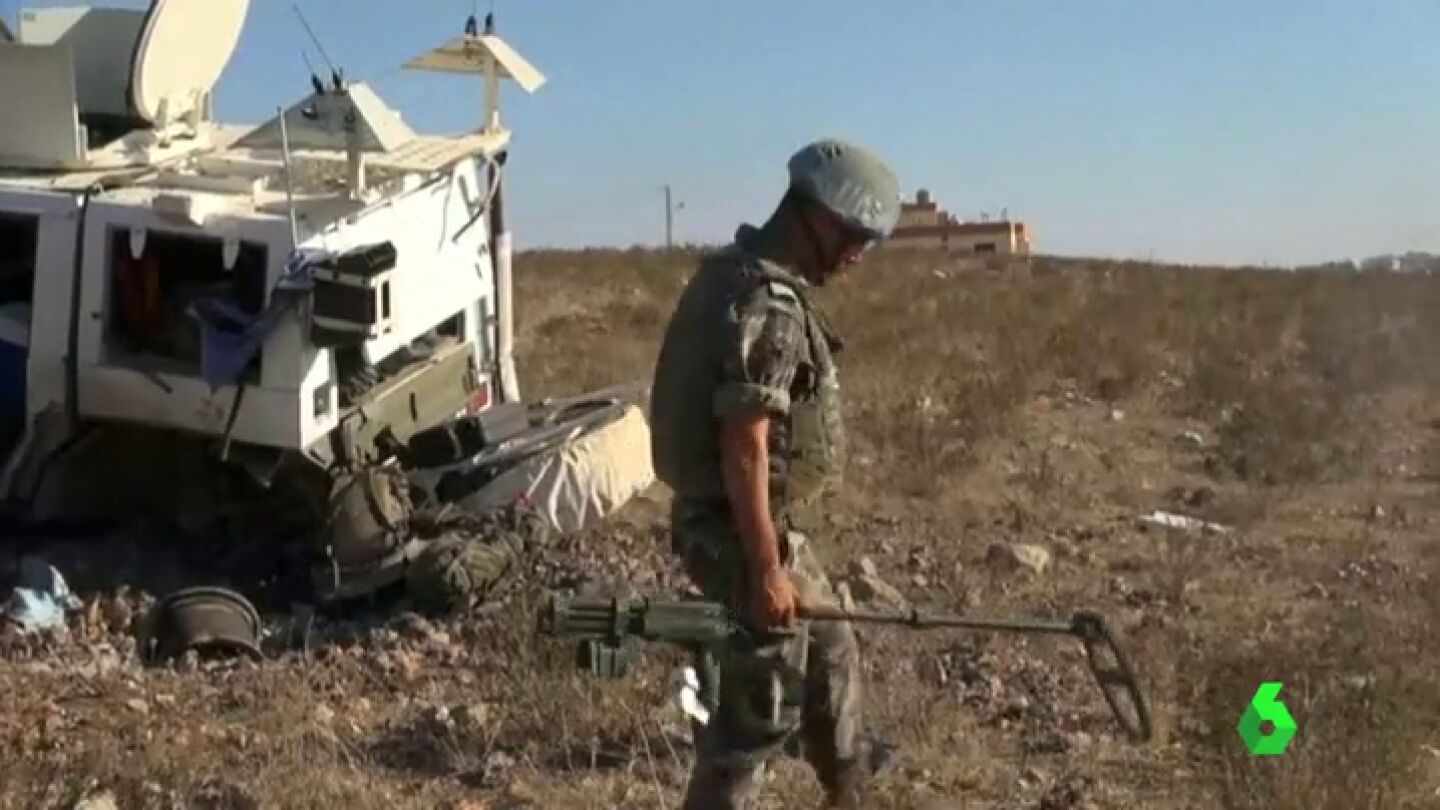 Frame 15.687614 de: Cuatro soldados espa&ntilde;oles salen ilesos de la explosi&oacute;n de una mina en L&iacute;bano 