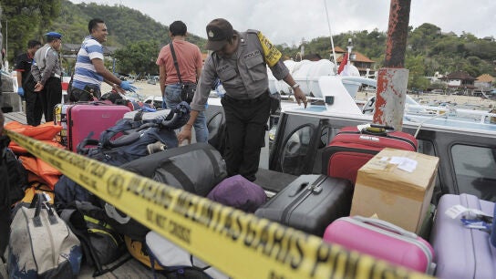 Maletas de los heridos en el accidente en Bali