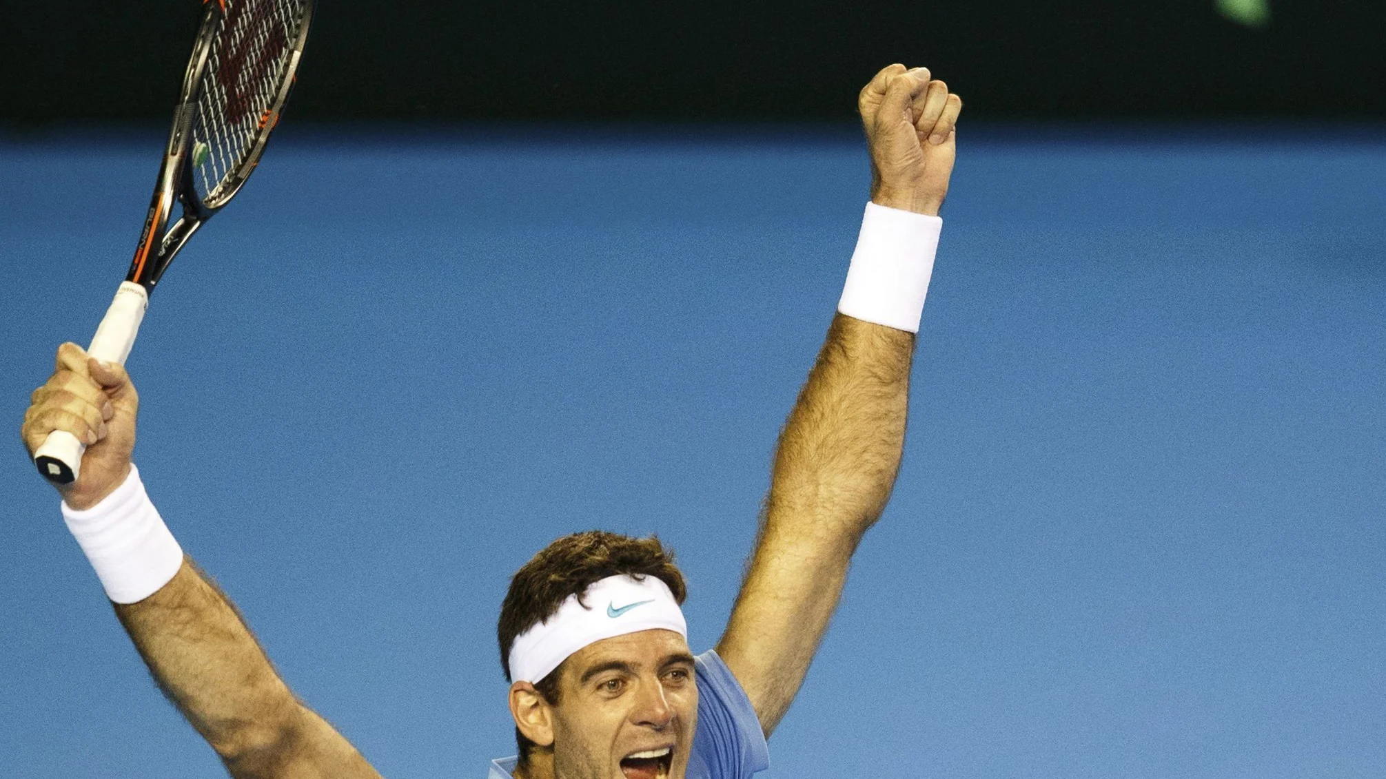 Del Potro, celebrando la victoria ante Murray Del Potro, celebrando la victoria ante Murray