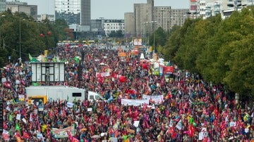 Imagen de una manifestación en Berlín en protesta contra los proyectados acuerdos de libre comercio
