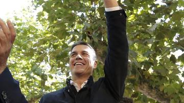 Pedro Sánchez en un mitin en Pontevedra.