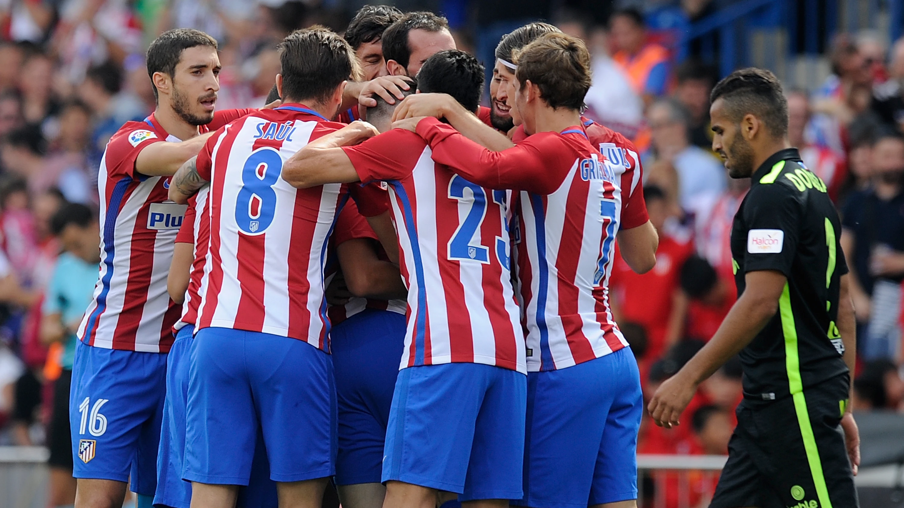 Los jugadores del Atlético celebran un gol ante el Sporting Los jugadores del Atlético celebran un gol ante el Sporting